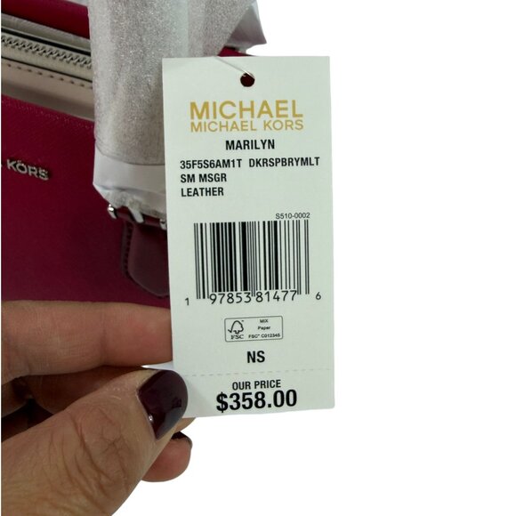 MICHAEL KORS Marilyn Small Color-Block Saffiano Leather Messenger Bag – NWT - Picture 13 of 16